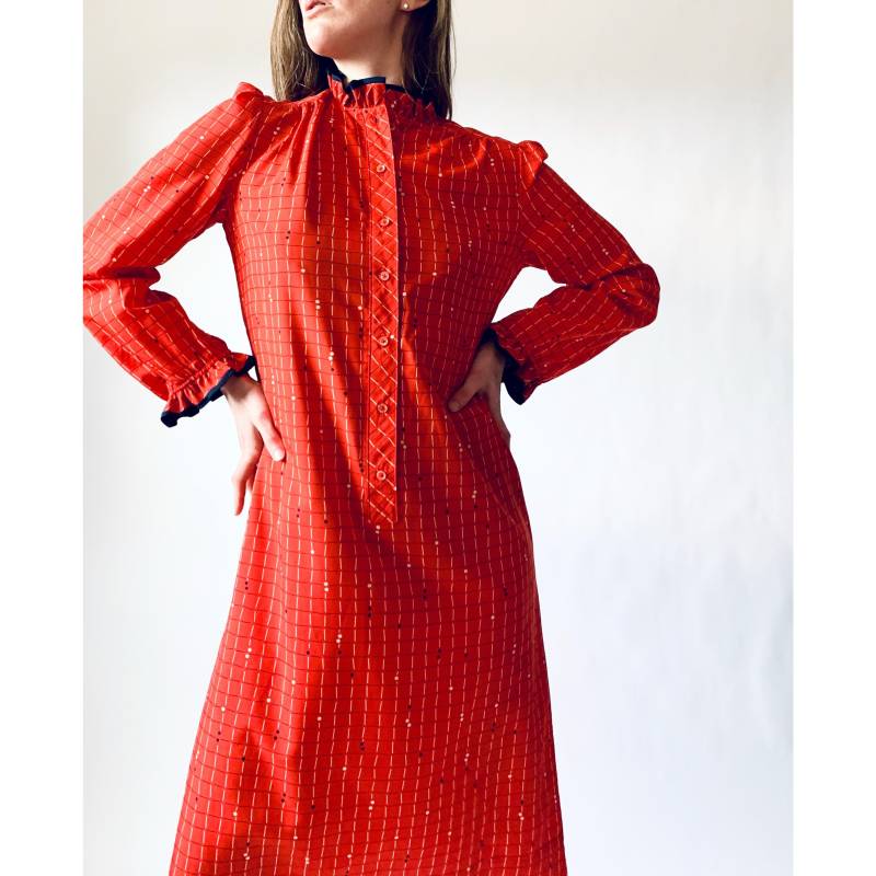 Vintage 80Er Kleid Rüschenkragen Shirtwaist Kleid Von Schrader Sport von vestigesvintage