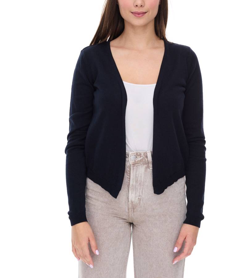 vestino Damen Bolero Strick-Jacke mit schmalen Rippbündchen Cardigan 901318 Navy von vestino