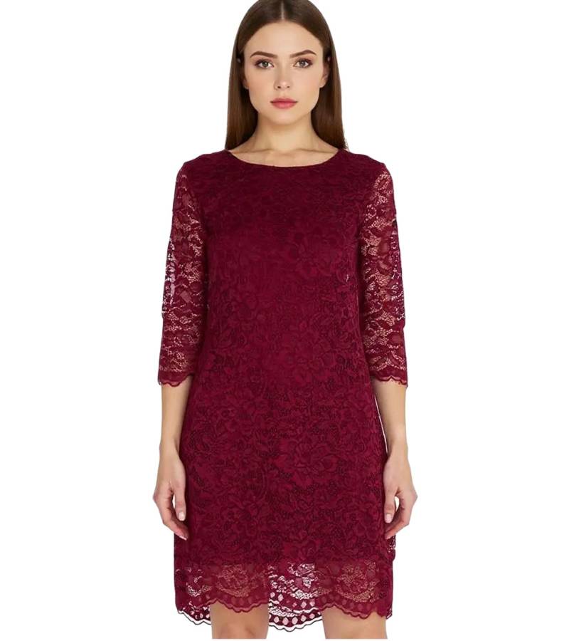 vestino Damen Spitzen-Kleid Mini-Kleid Freizeit-Kleid 3/4-Arm 900538 Rot von vestino