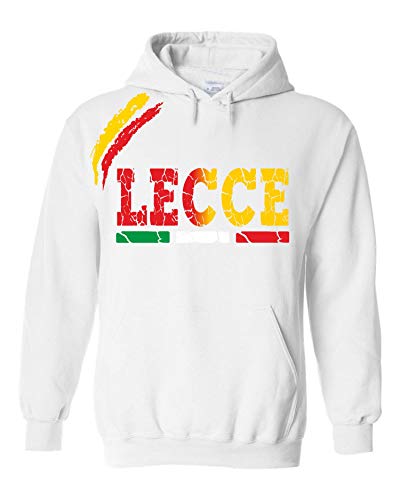 Vestipassioni Sweatshirt Lecce Kapuze Sport Fans Ultras Fußball Supporter Made in Italy, Weiß XL von Vestipassioni