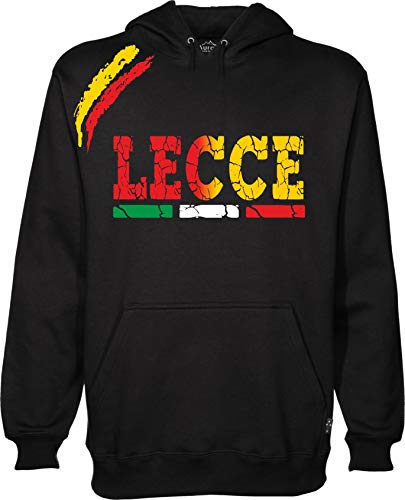 vestipassioni Sweatshirt Lecce Kapuze Sport Tifosi Ultras Fußball Support Made in Italy, Schwarz XXXL von Vestipassioni