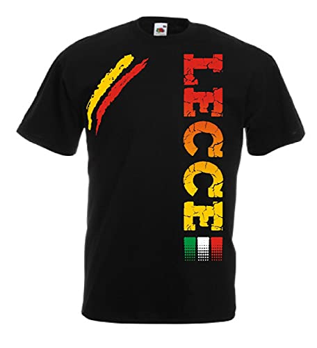 vestipassioni T-Shirt Lecce Tifosi italienische Stadt Sport auch für Kinder, Schwarz , Large von Vestipassioni