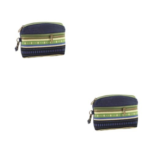 Modische Münzgeldbörse, Geschenk für Freunde und Familie, kleines ethnisches Muster, Geldbörse, Baumwolle, Ethno-Stil, Stoffgeldbörse, Grün – National Win 2 Set, Modisch von vewoza