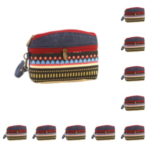 Modische Münzgeldbörse, Geschenk für Freunde und Familie, kleines ethnisches Muster, Geldbörse, Baumwolle, Ethno-Stil, Stoffgeldbörse, Rot - Ethnic Wind Lq 10 Set, Modisch von vewoza
