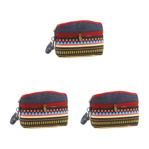 Modische Münzgeldbörse, Geschenk für Freunde und Familie, kleines ethnisches Muster, Geldbörse, Baumwolle, Ethno-Stil, Stoffgeldbörse, Rot - Ethnic Wind Lq 3 Set, Modisch von vewoza