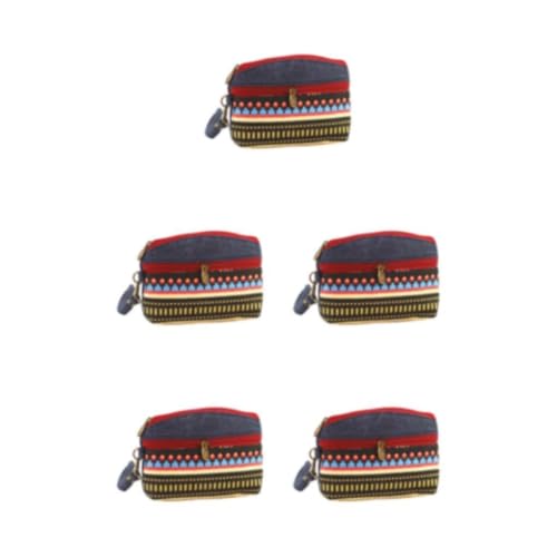Modische Münzgeldbörse, Geschenk für Freunde und Familie, kleines ethnisches Muster, Geldbörse, Baumwolle, Ethno-Stil, Stoffgeldbörse, Rot - Ethnic Wind Lq 5 Set, Modisch von vewoza