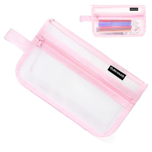 Durchsichtiges Netz-Federmäppchen,Rosa Gitternetz-Federmäppchen Mit Griff Und Reißverschluss,Niedliche Transparente Schreibwaren-Organizer Für Schule Bürobedarf Kosmetik Aufbewahrungsbeutel Teenager von veyaltedl