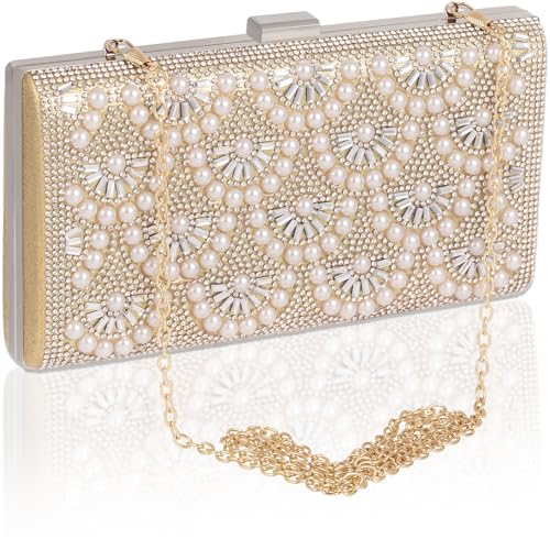 veyiina nero Mode Party Abend Handtaschen Perle Clutch Geldbörsen Für Frauen & Mädchen, Gold von veyiina nero