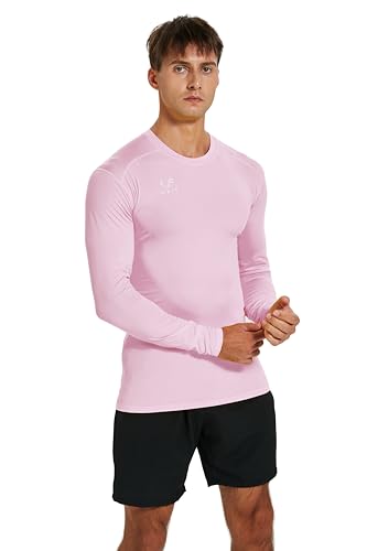 vf VFIT Kompression T-Shirt Männer Langarm Thermal Sport Fitness Laufen Atmungsaktiv Schnell trocknend Gym Stretch Gewebe Eng Training Fußball Basketball Crossfit (PINK,M) von vf VFIT