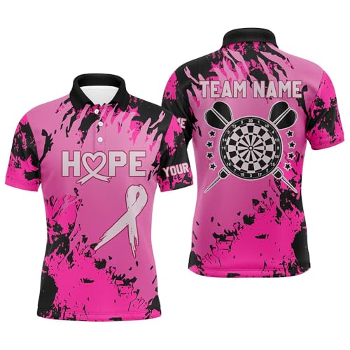 Brustkrebs-Bewusstsein Pink Grunge Camo Herren & Damen Darts Polo & Quarter-Zip Shirts Individuelle Darts Trikots T1699 von vhasport