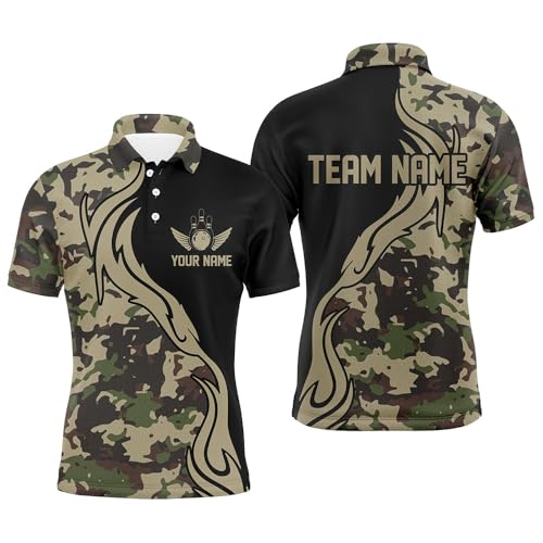 Militärgrünes Camouflage Army Bowling Team Shirt, Personalisiertes Männer & Frauen Liga Trikot I5517 von vhasport
