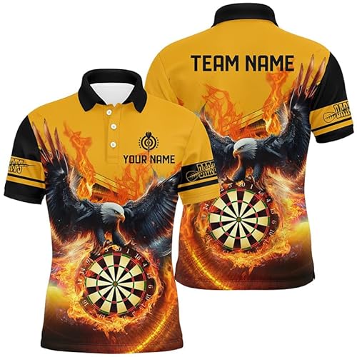 Personalisierte 3D-Eule im Flug auf Dartscheibe – Herren & Damen Darts-Polos & Quarter-Zip-Shirts | Gelb T1293 von vhasport