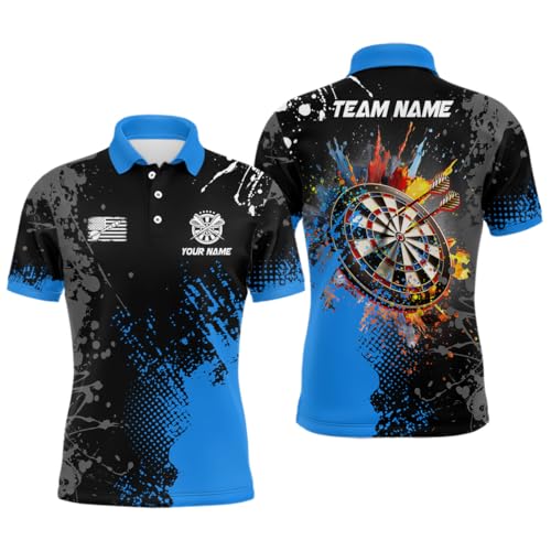 Personalisierte Blaue 3D-Dartboard Herren & Damen Polo & Quarter-Zip-Shirts - Individuelle Darts-Trikots T1248 von vhasport