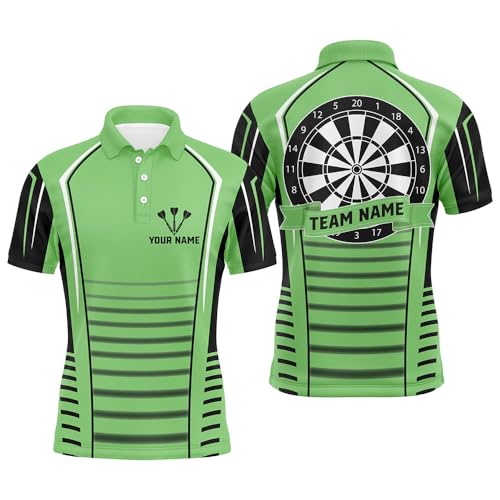 Personalisierte Dartboard Schwarz-Grün Darts Herren & Damen Polo & Quarter-Zip Shirts Individuelle Dart-Team-Trikots T1269 von vhasport