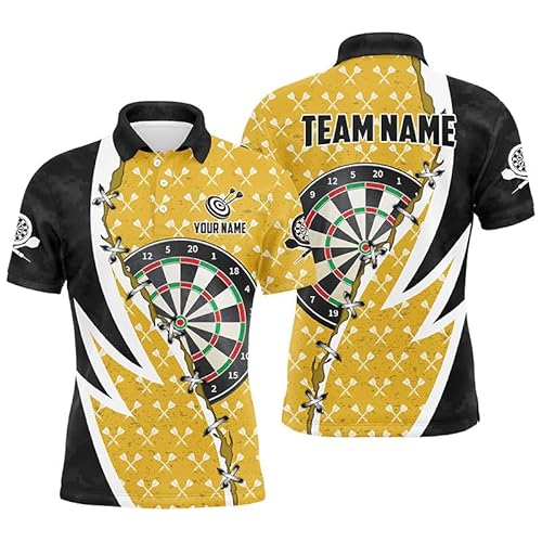 Personalisierte Dartscheibe Schwarz-Gelb Dart Herren & Damen Polo & Quarter-Zip Shirt Individuelle Darts Team Trikots T1255 von vhasport