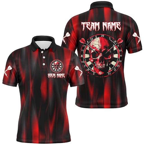 Personalisierte Dartscheibe mit Rotem Totenkopf für Männer & Frauen – Polo & Quarter-Zip Shirts und Team-Liga Darts-Trikots T1515 von vhasport