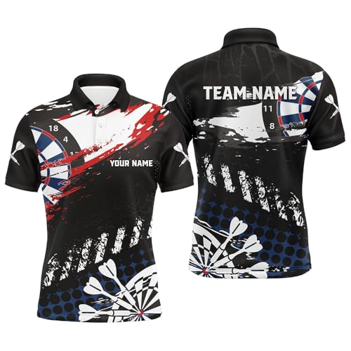 Personalisierte Grunge-Style Herren & Damen Darts Polo & Quarter-Zip Shirts mit individuellem Namen – Retro Darts Team Trikot T1463 von vhasport