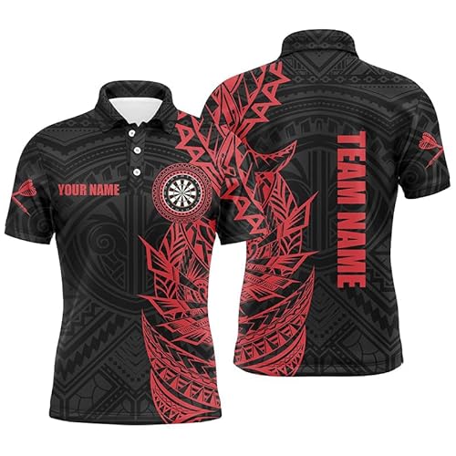 Personalisierte Rote Tribal Darts Polo & Quarter-Zip Bluse – Individuelles Darts-Shirt für Herren & Damen – Dart-Trikots L0816 von vhasport