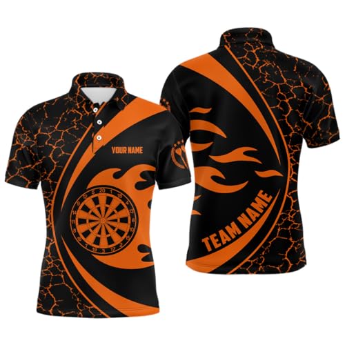 vhasport Personalisierte Orange Feuerflammen Darts Polo & Quarter-Zip Bluse für Herren & Damen - Darts-Trikot L0711 von vhasport