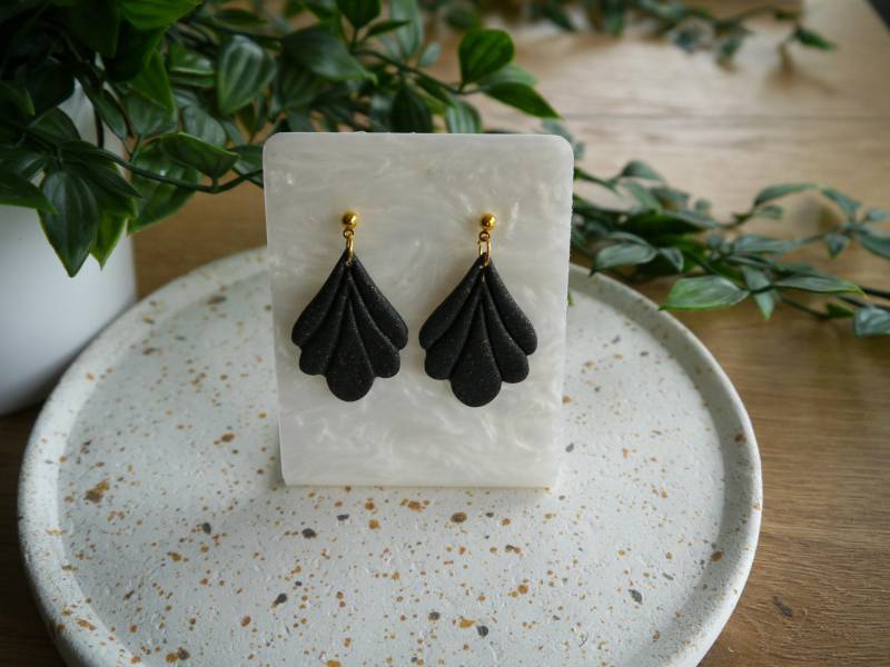 Edle Ohrringe Aus Polymer Clay in Schwarz - Handgemacht, Absolutes Einzelstück von viKreativDesign