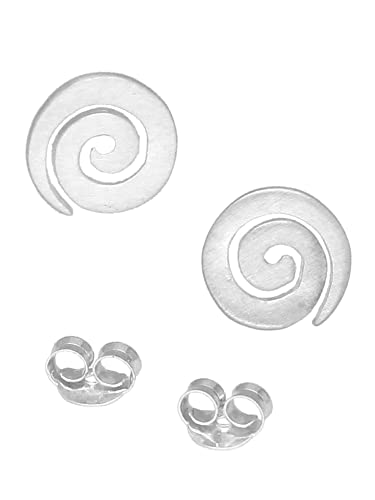 viTALISMAN Damen Ohrringe 925 Silber - Ohrstecker Spirale glänzend, mattiert Silver Stud Earrings Ohrring Sterling - vari23 (mattiert) von viTalisman