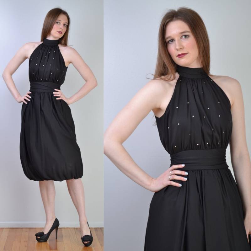 Vintage 80Er Jahre 50Er Party-Kleid | Schwarzes Neckholder Bubble Rock Hochzeit Prom Kleid Strass Vintage 80Er Jahre 50Er Party-Kleid | Schwarzes Neckholder Bubble Rock Hochzeit Prom Kleid Strass von viavintageco