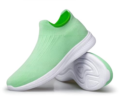 vibdiv Damen Wanderschuhe Sneakers Daily Schuhe Slip-on Leicht Bequem, Grün 40 von vibdiv