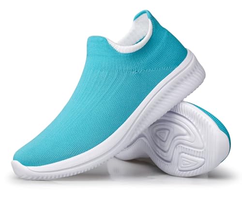 vibdiv Leichte Damenschuhe Slipper Wanderschuhe Flache Schuhe Atmungsaktiv Bequem zum Joggen Arbeiten Blau 36 von vibdiv