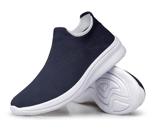 vibdiv Leichte Damenschuhe Slipper Wanderschuhe Flache Schuhe Atmungsaktiv Bequem zum Joggen Arbeiten Dunkelblau Weiß 43 von vibdiv