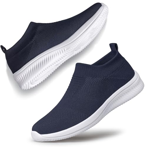 vibdiv Leichte Damenschuhe Slipper Wanderschuhe Flache Schuhe Atmungsaktiv Bequem zum Joggen Arbeiten Marineblau 36 von vibdiv