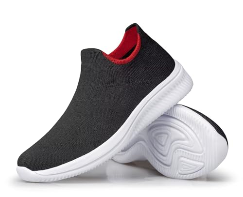 vibdiv Schuhe Frauen Sneaskers Leichte Trainer Komfortable Casual Office Flache Schuhe, Schwarz Rot Weiß 43 von vibdiv