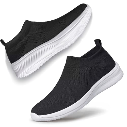 vibdiv Schuhe Frauen Sneaskers Leichte Trainer Komfortable Casual Office Flache Schuhe, Schwarz Weiß 41 von vibdiv