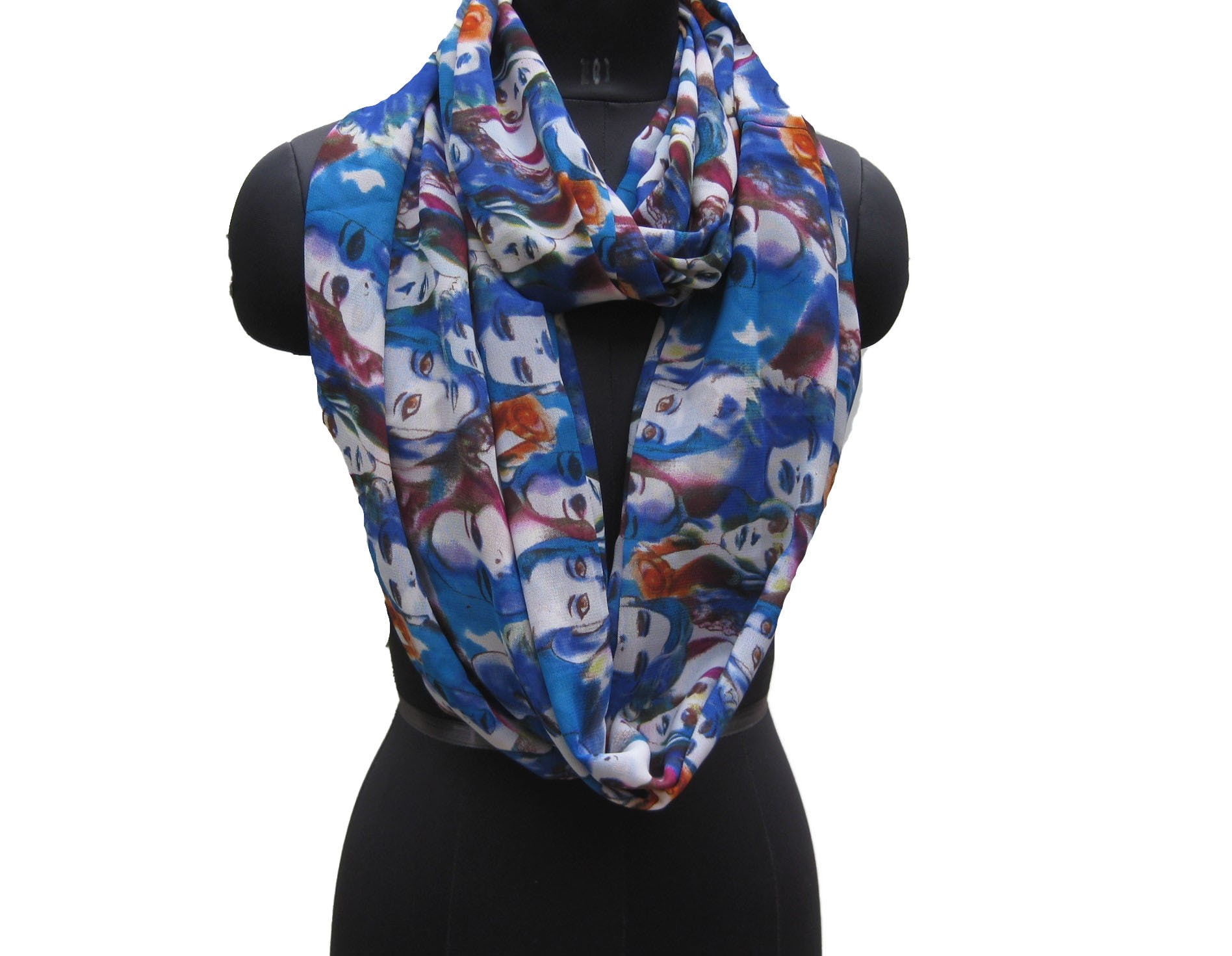 Madonna Gesicht Print Schal/ Infinity Loop Kreisschal/ Tube Figur Schal/Chiffon Geschenkideen von vibrantscarves