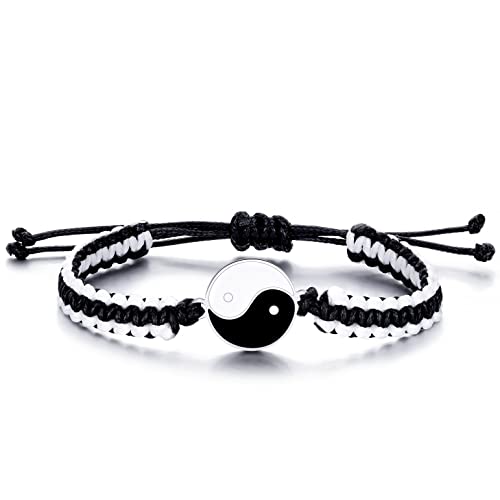 vicima Yin Yang Armbänder für Damen und Herren, verstellbares Armband, Kordel, BFF-Armbänder, Edelstahl, S vicima Yin Yang Armbänder für Damen und Herren, verstellbares Armband, Kordel, BFF-Armbänder, Edelstahl, S von vicima
