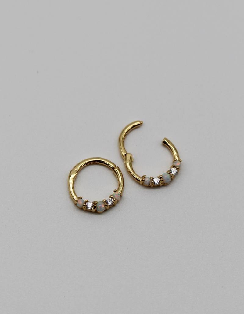 16G Opal Daith Piercing 925 Sterlingsilber Septum Ring Cz Hoop Klicker Cartilage Helix Conch Tragus Segmentring Mit Klarem Zirkon von vickyswunderbares