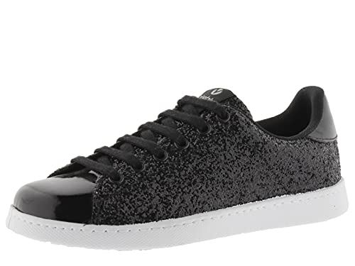 victoria Damen Low-top 112558-WOMEN Low-TOP Tenis Glitter & METALLISIERTE STÜCKE Negro 39 von victoria