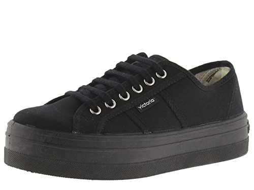 victoria Damen Low-top 109201-WOMEN Low-TOP Barcelona Canvas Monochrome & PLATTFORM Negro 36 von victoria