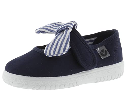 victoria Unisex – Kinder Mary Jane 105110-KIDS Mary Jane OJALÁ Canvas & Klettverschluss & Schleife Streifenmuster Marino 23 von victoria