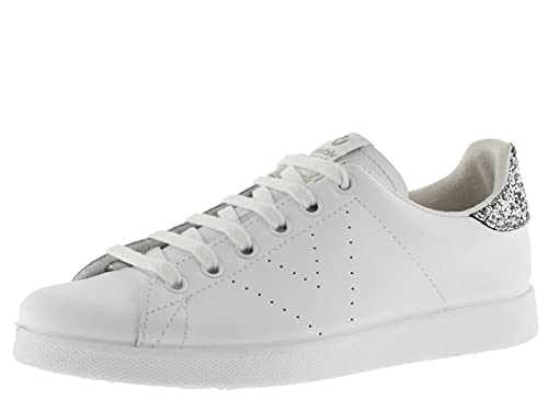 victoria Damen Low-top 1125104-WOMEN Low-TOP Tenis Leder & Ferse AUS Glitter & PERFORIERTES Logo Antracita 35 von victoria