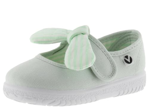 victoria Unisex – Kinder Mary Jane 105110-KIDS Mary Jane OJALÁ Canvas & Klettverschluss & Schleife Streifenmuster Melon 21 von victoria