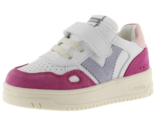 victoria Unisex – Kinder Low-top 1257115-KIDS Low-TOP SEUL Lederoptik & MEHRFARBIGE SPALTLEDERSTÜCKE & Klettverschluss Fucsia 24 von victoria