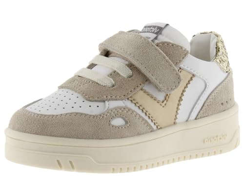 victoria Mädchen Low-top 1257116-KIDS VICOTRIA Low-TOP SEUL Lederoptik & SPALTLEDERSTÜCKE & Ferse AUS Glitter & Klettverschluss Platino 26 von victoria