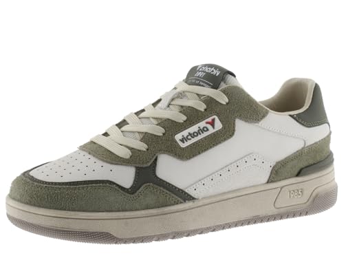 victoria 1985 Low-Top Unisex C80 Leder & Farbige & Spaltleder Teile & Retro-Logo 8800120 für Erwachsene KAKI 43 von victoria