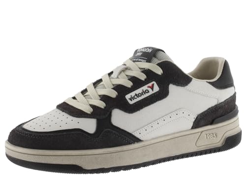 victoria 1985 Low-Top Unisex C80 Leder & Farbige & Spaltleder Teile & Retro-Logo 8800120 für Erwachsene Negro 42 von victoria