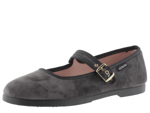 victoria Mary Janes Gong Fu Samt & Passende Paspel & Schnalle 1080111 für Damen GRIS 39 von victoria