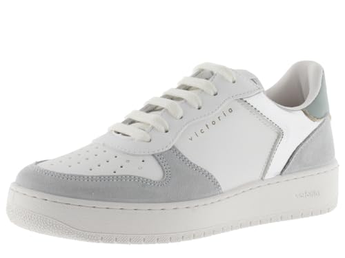 victoria Damen Low-top 1258247-WOMEN Low-TOP Madrid Lederoptik Retro & Mehrfarbig SPALTLEDERSTÜCKE & METALLISIERTE Logo GRIS 41 von victoria