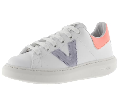 victoria Damen Low-top 1263111-WOMEN Low-TOP Milan Lederoptik & STÜCKE NEON Coral 37 von victoria