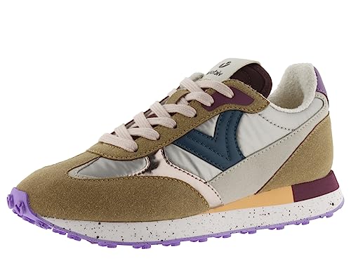 victoria Damen Low-top 1136105-WOMEN Low-TOP GALAXIA Nylon Metall & MEHRFARBIGE STÜCKE & GEZACKTE Laufsohle Taupe 36 von victoria