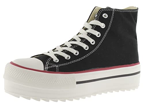 victoria Damen High-top 1061121-WOMEN HIGH-TOP TRIBU PLATTFORM Canvas & GUMMISTEMPEL & GEZACKTE Laufsohle Negro 36 von victoria