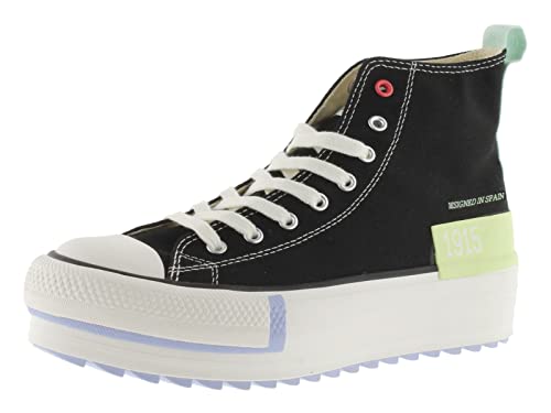 victoria Damen High-top 1061128-WOMEN HIGH-TOP TRIBU PLATTFORM Canvas & STÜCKE Retro & GEZACKTE Laufsohle Negro 37 von victoria